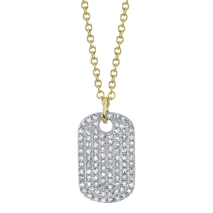 Meierotto Jewelers PreStyled Sets 14K White Gold Diamond Dog Tag Pendant on Yellow Gold Chain Meierotto Jewelers PreStyled Sets 14K White Gold Diamond Dog Tag Pendant on Yellow Gold Chain