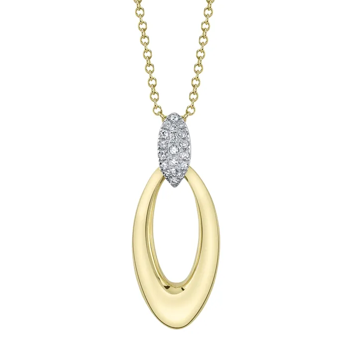 Meierotto Jewelers PreStyled Sets 14K Yellow Gold Elongated Oval Pendant with White Gold Diamond Bail Meierotto Jewelers PreStyled Sets 14K Yellow Gold Elongated Oval Pendant with White Gold Diamond Bail