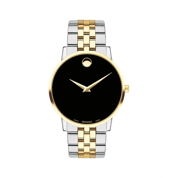 Movado Museum Classic Black Dial TwoTone Stainless Steel 40mm Quartz Movado Bracelets