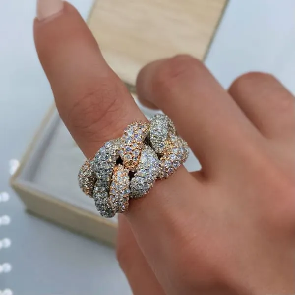 Natural Round Brilliant Diamond Pave Link Ring Set in 14K Two Tone Gold 476ct tw Diamond Source NYC Rings Natural Round Brilliant Diamond Pave Link Ring Set in 14K Two Tone Gold 476ct tw Diamond Source NYC Rings