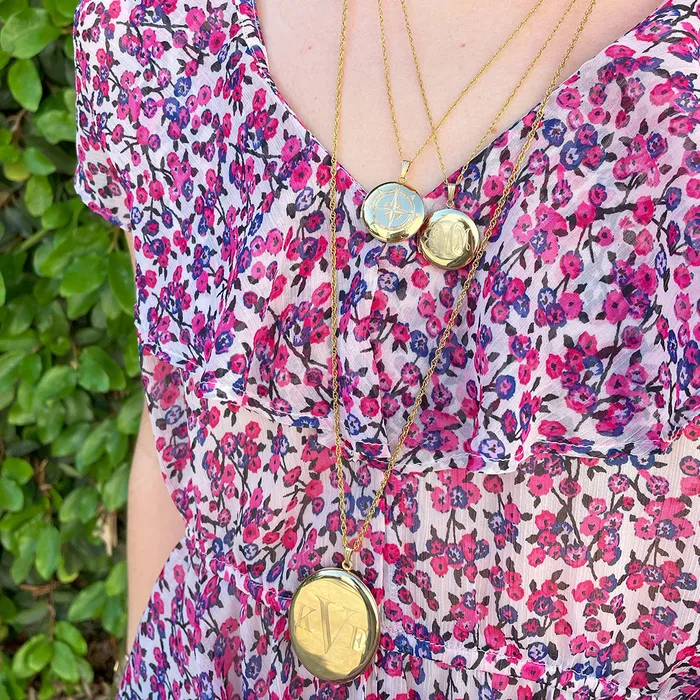 Necklaces 14K Yellow Gold 23mm Round Locket Necklace Croghans