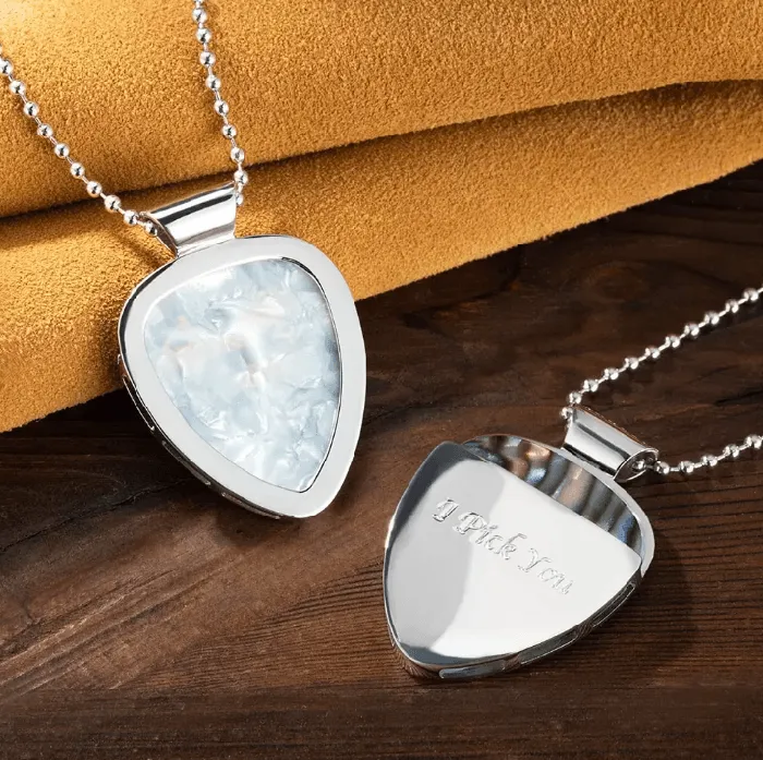 Necklaces Belbren Custom Guitar Pick Holder Necklace Gold or Silver Pendant with Engraving Gift for Guitarists Music Lover Jewelry Includes 3 Picks Necklaces Belbren Custom Guitar Pick Holder Necklace Gold or Silver Pendant with Engraving Gift for Guitarists Music Lover Jewelry Includes 3 Picks