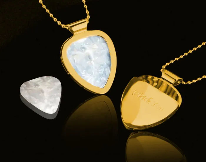 Necklaces Belbren Custom Guitar Pick Holder Necklace Gold or Silver Pendant with Engraving Gift for Guitarists Music Lover Jewelry Includes 3 Picks