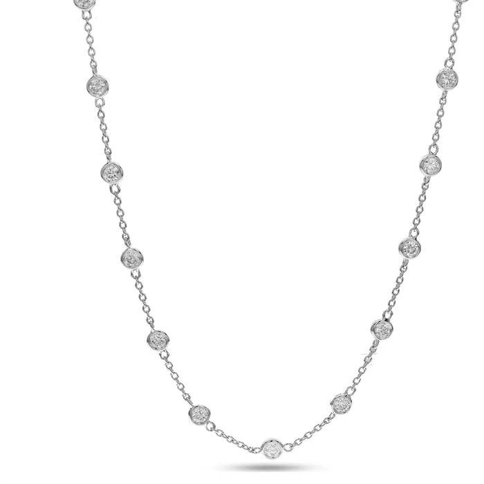 Necklaces Meierotto Jewelers 18K White Gold Diamond Station Necklace