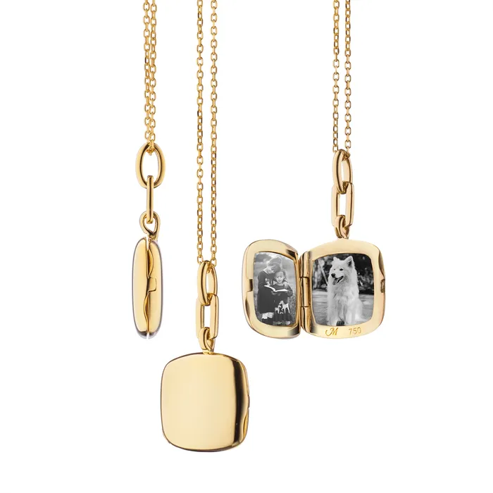 Necklaces Monica Rich Kosann 18K Yellow Gold Slim Cushion Viv Locket Necklace Monica Rich Kosann Necklaces Monica Rich Kosann 18K Yellow Gold Slim Cushion Viv Locket Necklace Monica Rich Kosann