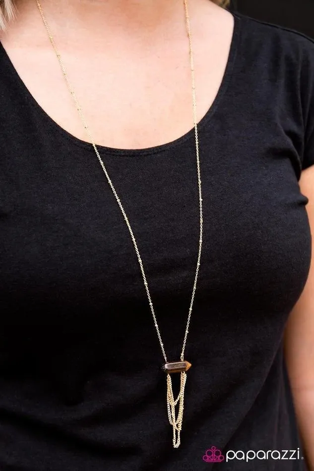 Necklaces Paparazzi Jewelry Paparazzi Necklace It All Goes To GLOW Brown