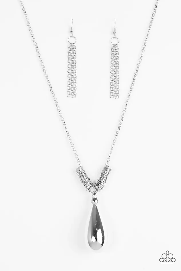 Necklaces Paparazzi Jewelry Paparazzi Necklace Just A Drop Silver