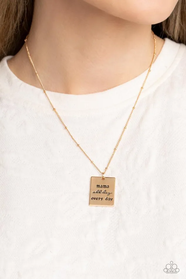 Necklaces Paparazzi Jewelry Paparazzi Necklace Mama MVP Gold