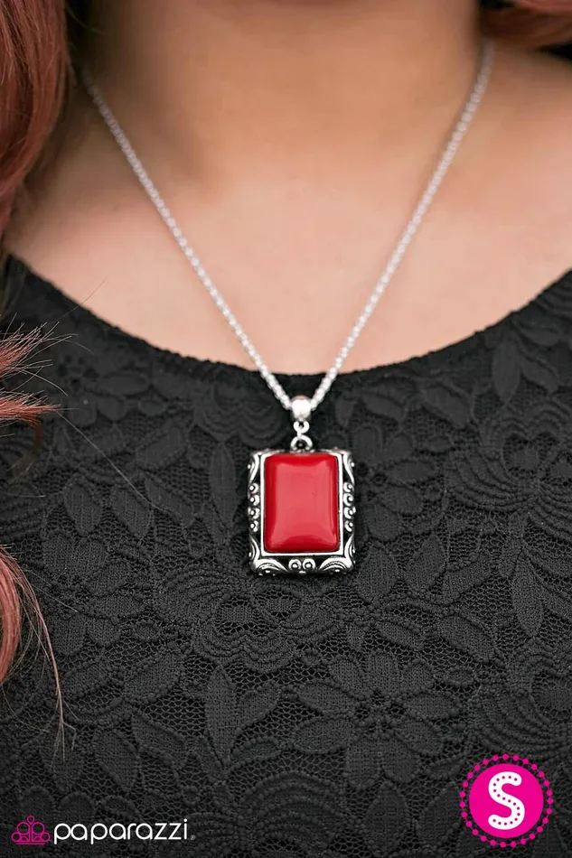 Necklaces Paparazzi Jewelry Paparazzi Necklace Victorian Venture Red
