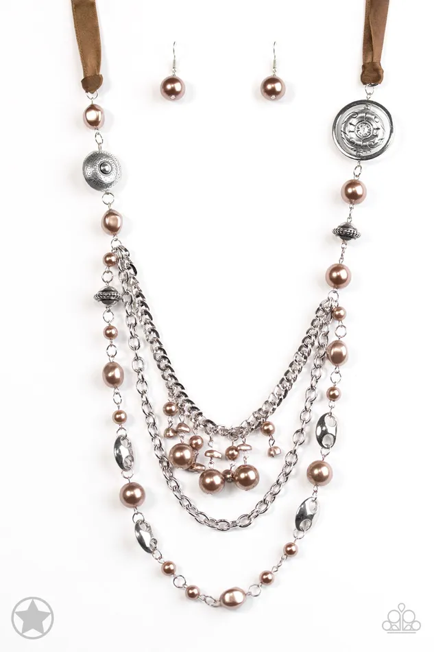 Necklaces Paparazzi Necklace Blockbuster All the Trimmings Brown Paparazzi Jewelry