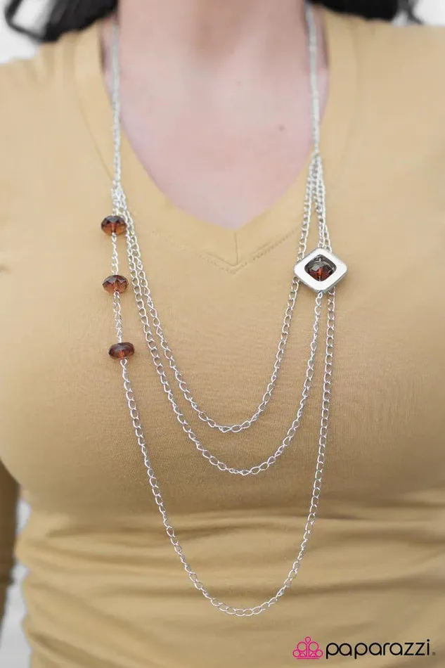 Necklaces Paparazzi Necklace Put On Your Dancing Shoes Brown Paparazzi Jewelry