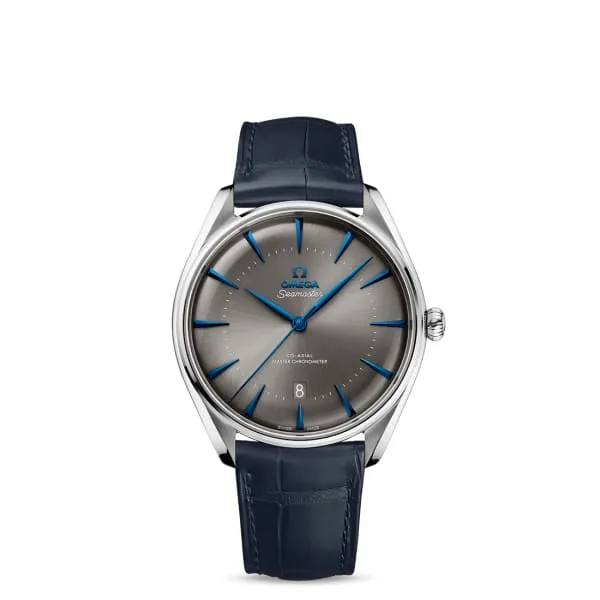 Omega Omega Seamaster 40mm Watch Ref 51113402006003 Grey Index Dial Blue Leather Strap Watches Omega Omega Seamaster 40mm Watch Ref 51113402006003 Grey Index Dial Blue Leather Strap Watches