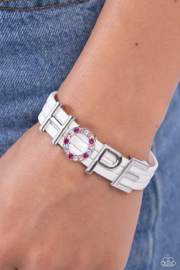 Paparazzi Bracelet Hopeful Haute White Paparazzi Jewelry Bracelets
