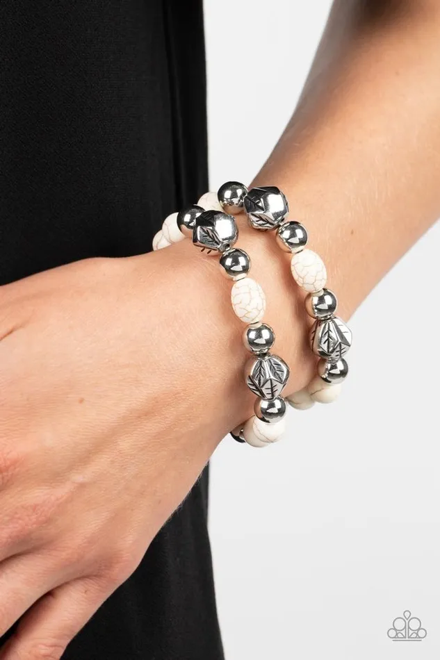 Paparazzi Bracelet Sagebrush Saga White Paparazzi Jewelry Bracelets