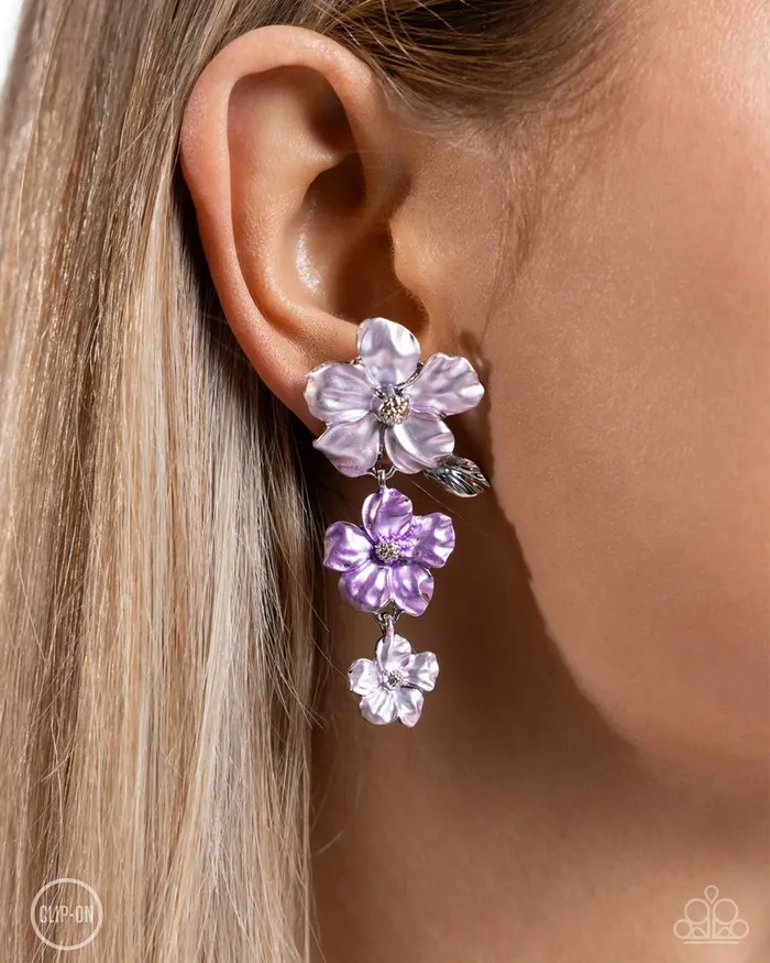Paparazzi Earring Balanced Bouquet Purple Paparazzi Jewelry Earrings