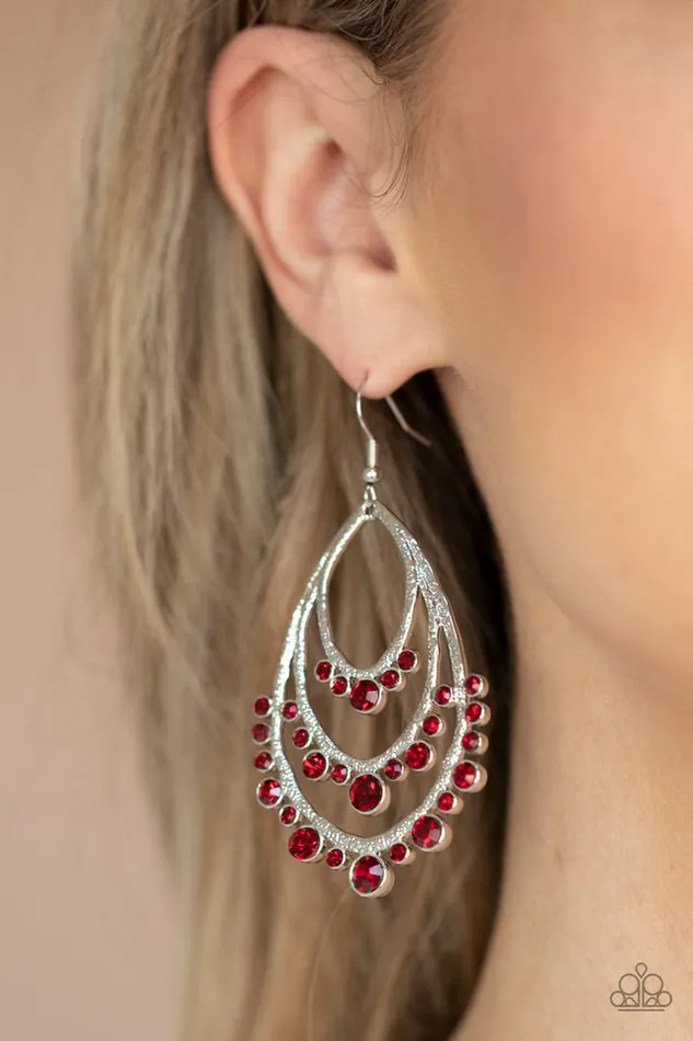 Paparazzi Earring Break Out In TIERS Red Paparazzi Jewelry Earrings