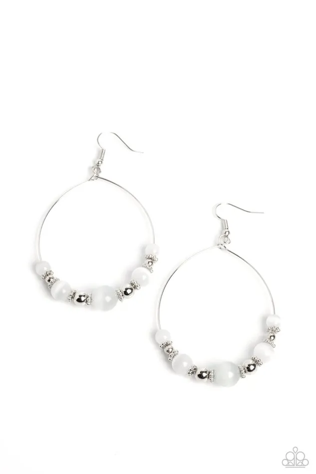 Paparazzi Earring Cats Eye Charisma White Paparazzi Jewelry Earrings