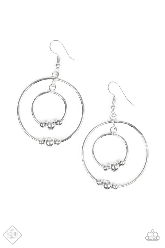 Paparazzi Earring Center of Attraction Silver Paparazzi Jewelry Earrings