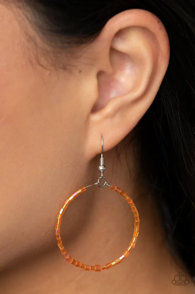 Paparazzi Earring Colorfully Curvy Orange Paparazzi Jewelry Earrings