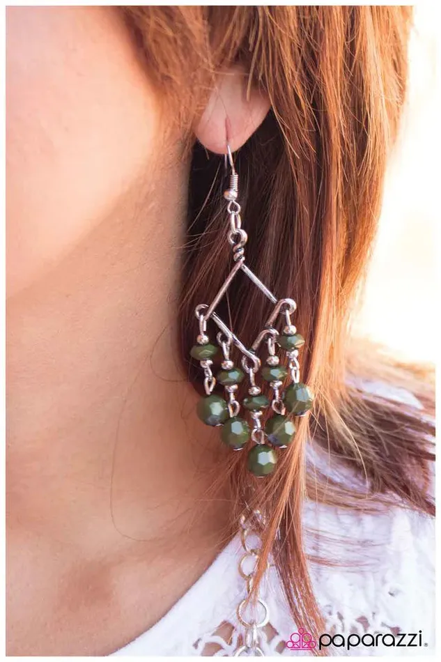 Paparazzi Earring Dipped in Decadence Green Paparazzi Jewelry Earrings