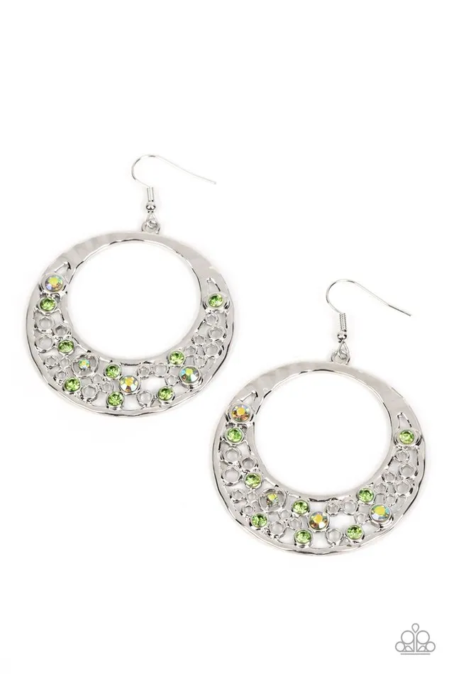 Paparazzi Earring Enchanted Effervescence Green Paparazzi Jewelry Earrings
