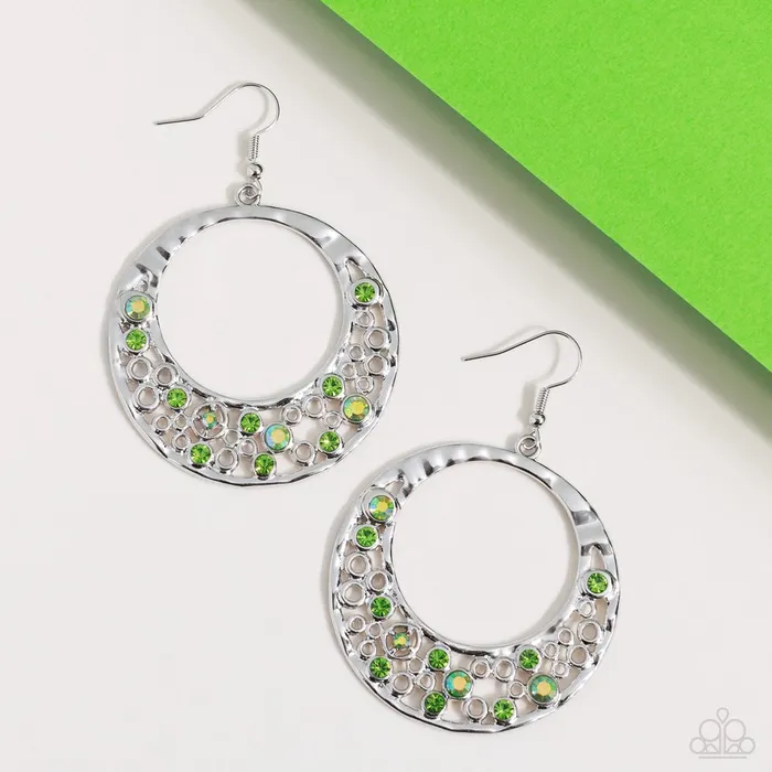 Paparazzi Earring Enchanted Effervescence Green Paparazzi Jewelry Earrings