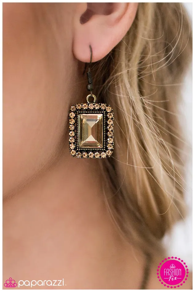 Paparazzi Earring Fairest of Them All Brass Paparazzi Jewelry Earrings