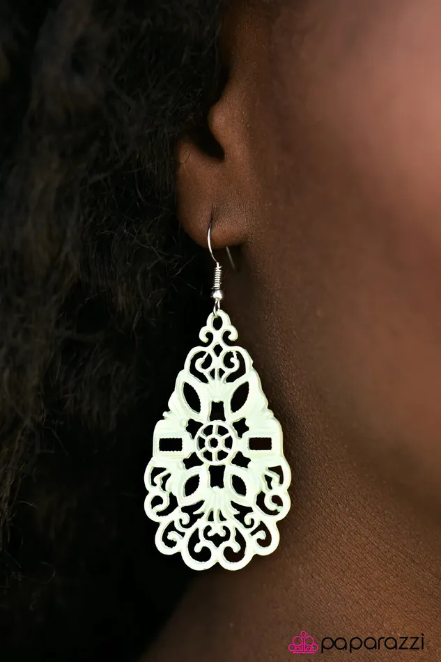 Paparazzi Earring Garden Tea Party Green Paparazzi Jewelry Earrings