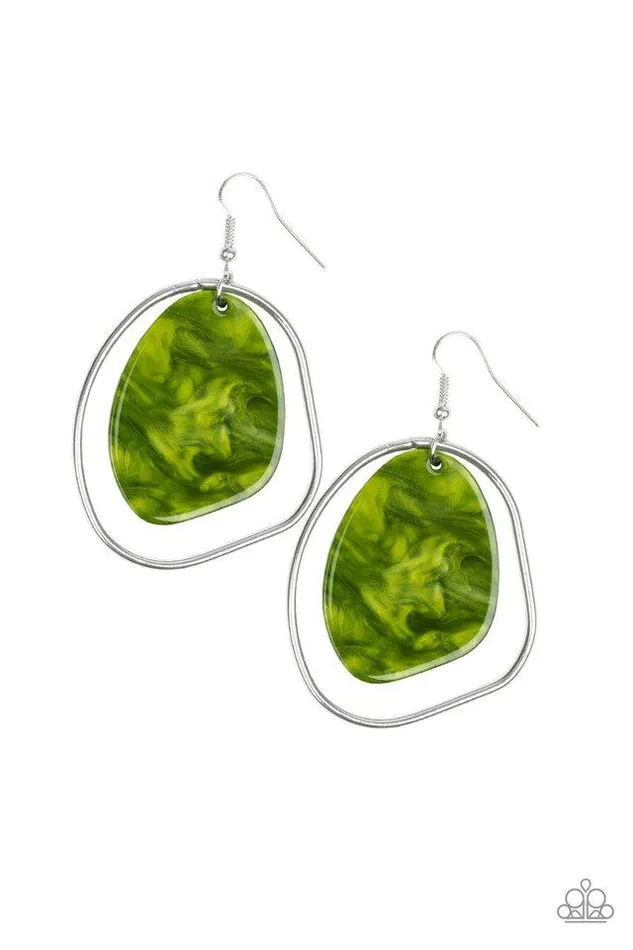 Paparazzi Earring HAUTE Toddy Green Paparazzi Jewelry Earrings