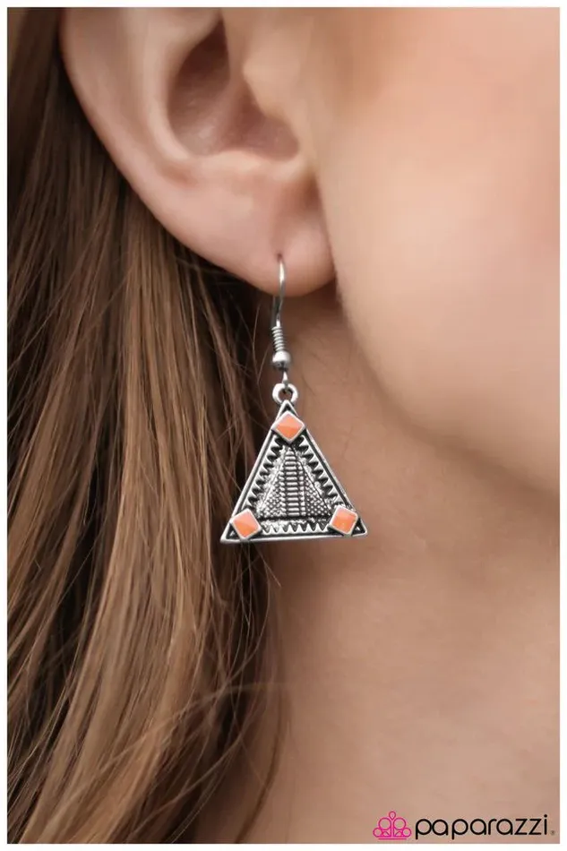 Paparazzi Earring Nights Over Egypt Orange Paparazzi Jewelry Earrings