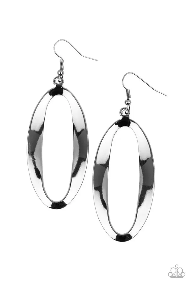 Paparazzi Earring OVAL My Head Black Paparazzi Jewelry Earrings Paparazzi Earring OVAL My Head Black Paparazzi Jewelry Earrings