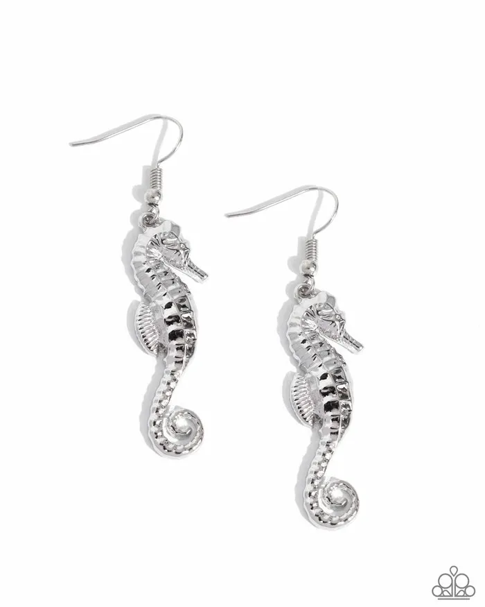 Paparazzi Earring Seahorse Sheen Silver Paparazzi Jewelry Earrings Paparazzi Earring Seahorse Sheen Silver Paparazzi Jewelry Earrings