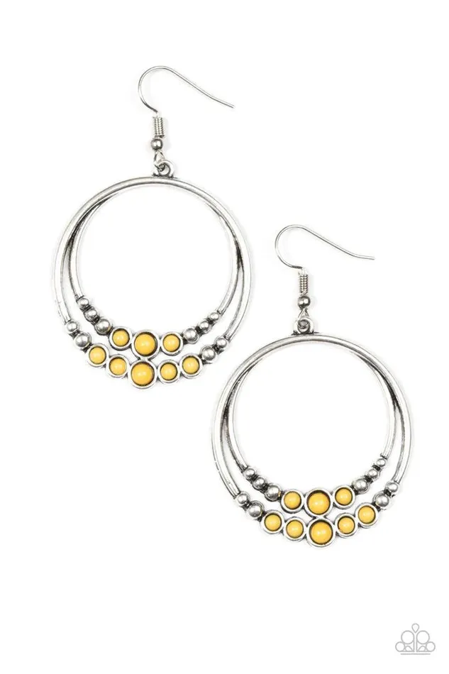 Paparazzi Earring Spiraling Serenity Yellow Paparazzi Jewelry Earrings
