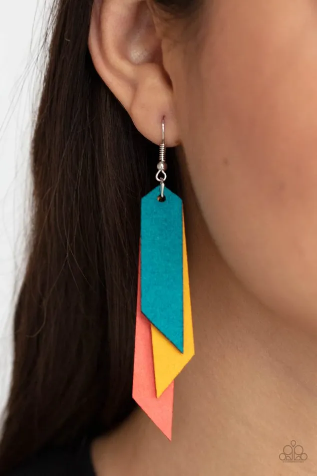 Paparazzi Earring Suede Shade Mult Paparazzi Jewelry Earrings