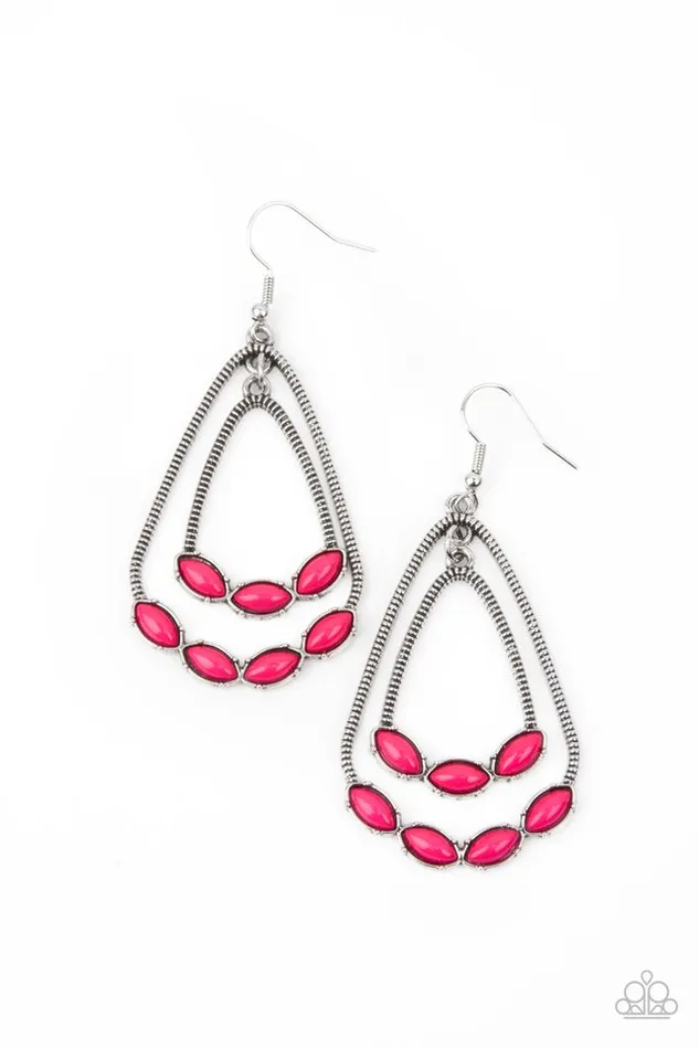 Paparazzi Earring Summer Staycation Pink Paparazzi Jewelry Earrings