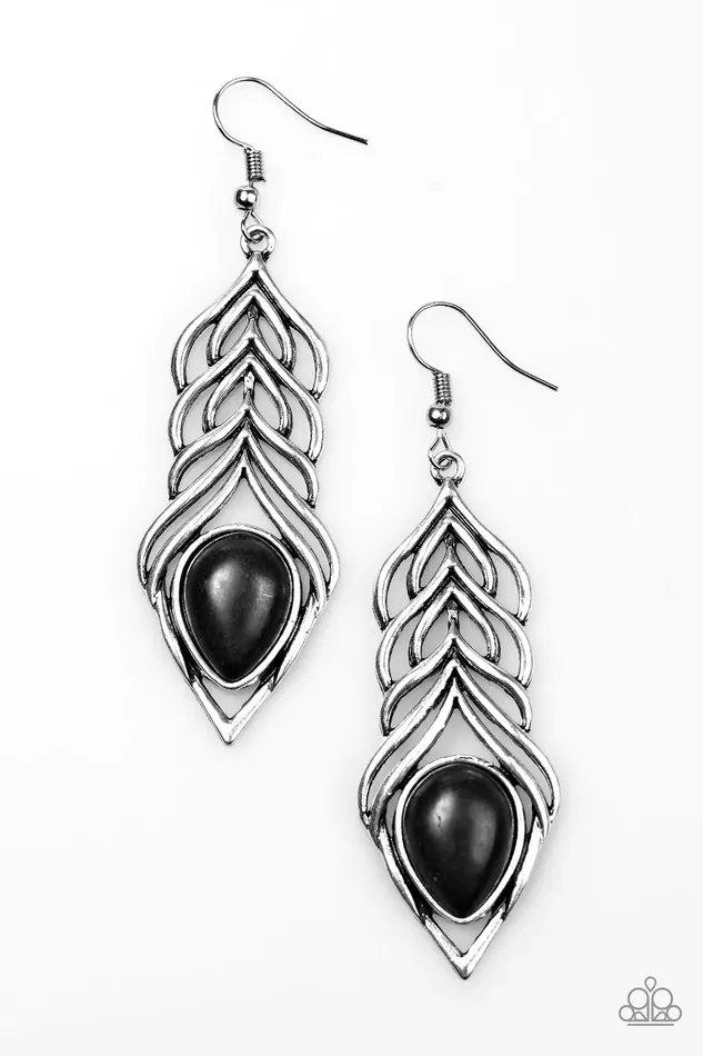 Paparazzi Earring Swinging Sparrow Black Paparazzi Jewelry Earrings