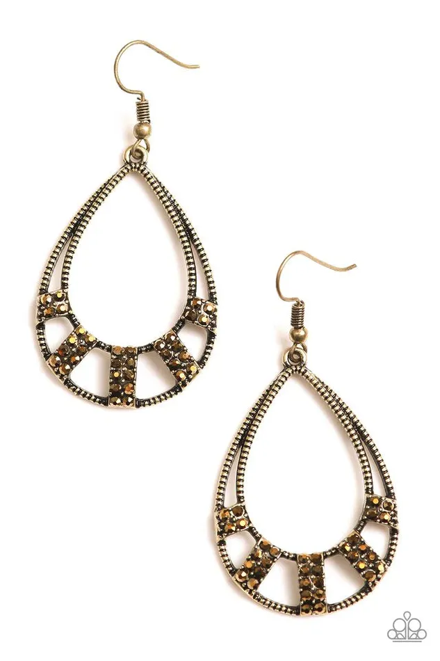 Paparazzi Earring Trillion Dollar Teardrops Brass Paparazzi Jewelry Earrings
