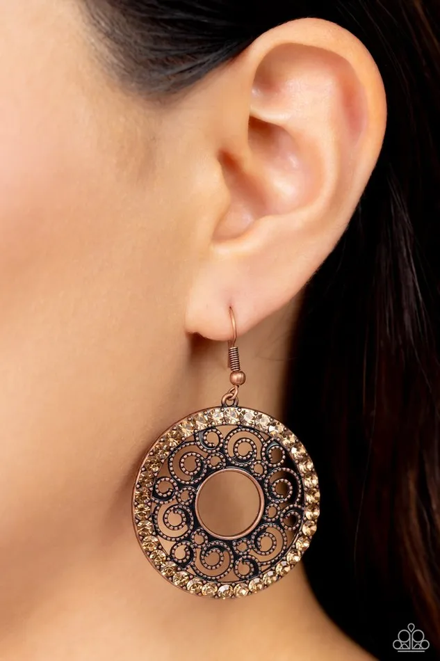 Paparazzi Earring Whirly Whirlpool Copper Paparazzi Jewelry Earrings