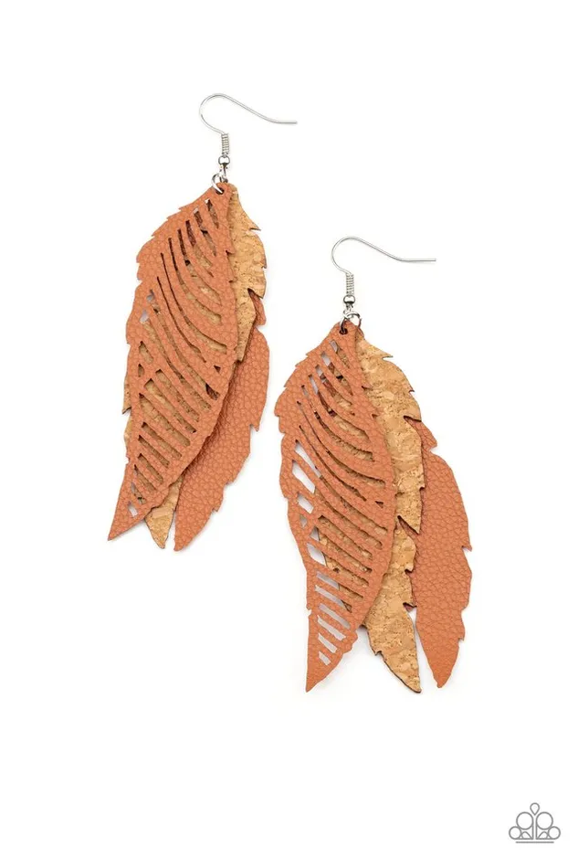 Paparazzi Earring WINGING Off The Hook Brown Paparazzi Jewelry Earrings Paparazzi Earring WINGING Off The Hook Brown Paparazzi Jewelry Earrings
