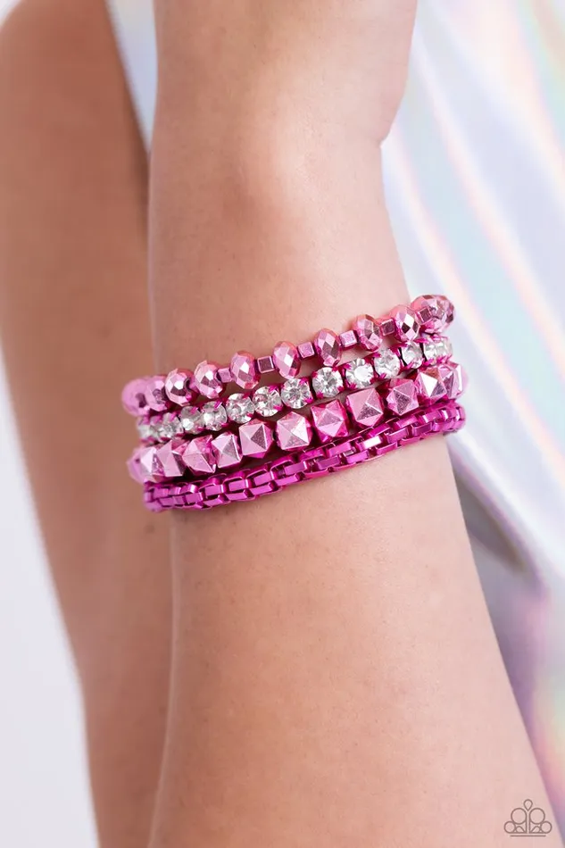Paparazzi Jewelry Bracelets Paparazzi Bracelet Punk Pattern Pink