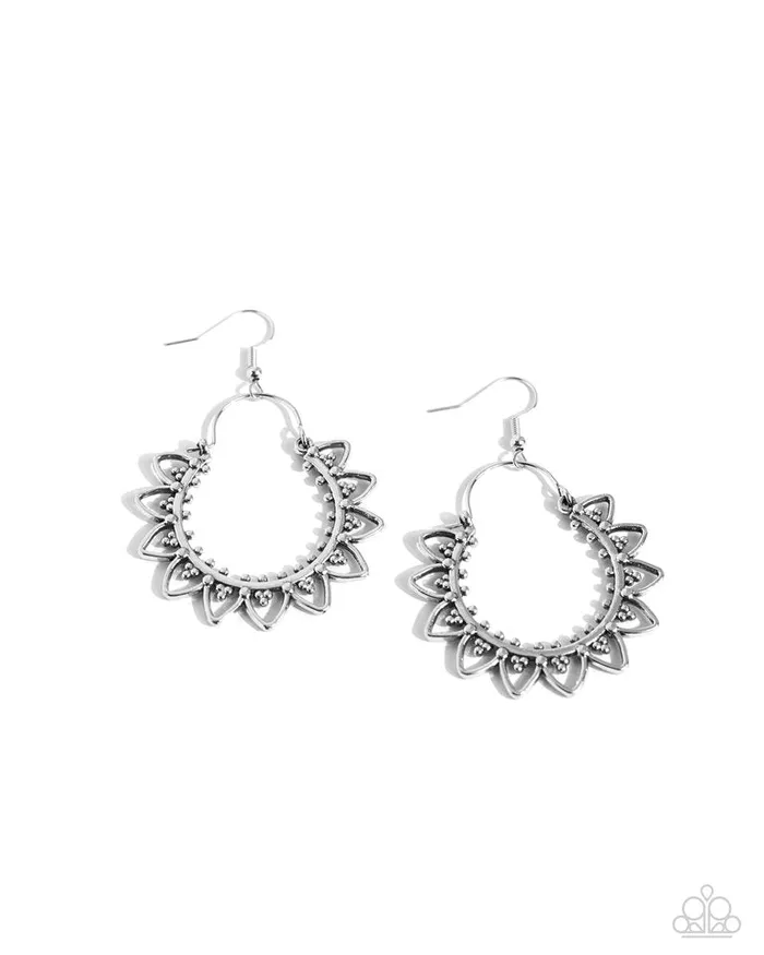 Paparazzi Jewelry Earrings Paparazzi Earring Botanical Tambourine Silver Paparazzi Jewelry Earrings Paparazzi Earring Botanical Tambourine Silver