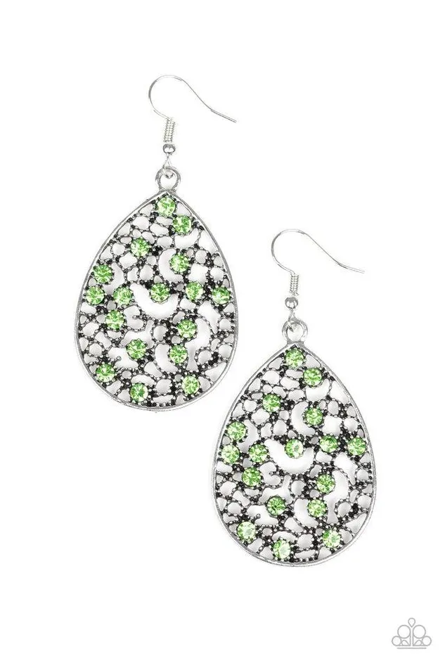 Paparazzi Jewelry Earrings Paparazzi Earring Dazzling Dew Green