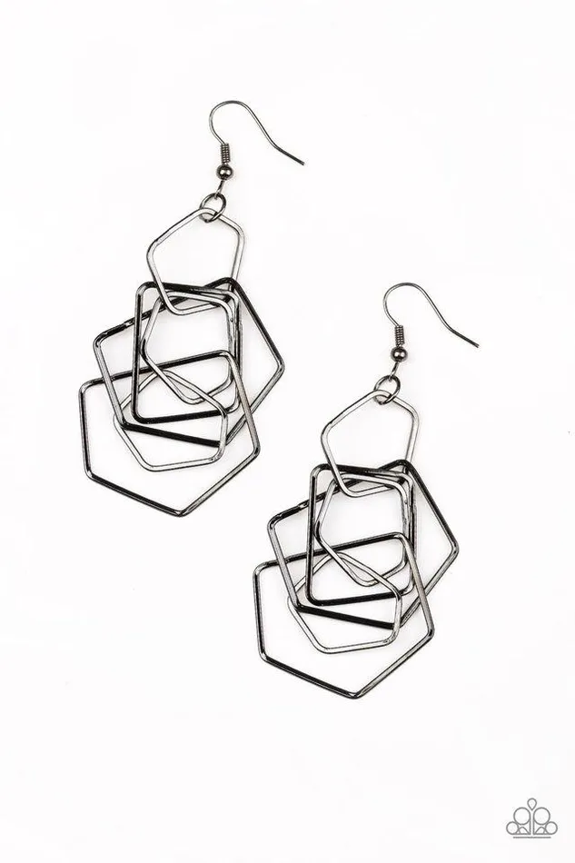 Paparazzi Jewelry Earrings Paparazzi Earring FiveSided Fabulous Black
