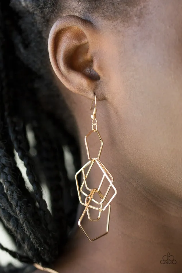 Paparazzi Jewelry Earrings Paparazzi Earring FiveSided Fabulous Gold