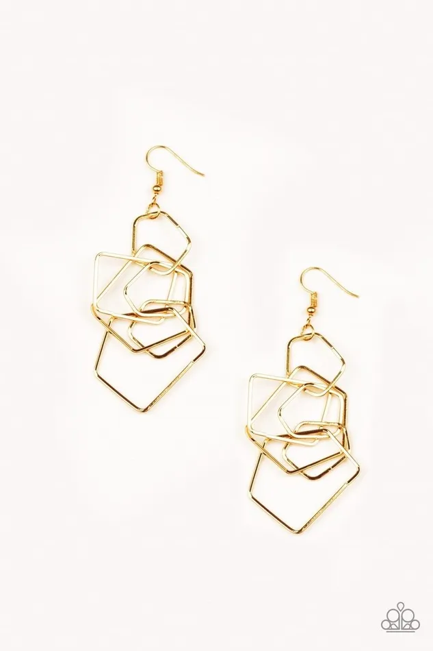 Paparazzi Jewelry Earrings Paparazzi Earring FiveSided Fabulous Gold