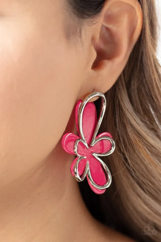 Paparazzi Jewelry Earrings Paparazzi Earring Glimmering Gardens Pink