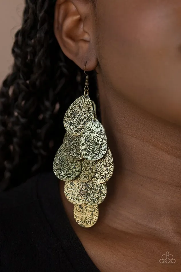 Paparazzi Jewelry Earrings Paparazzi Earring Hibiscus Harmony Brass