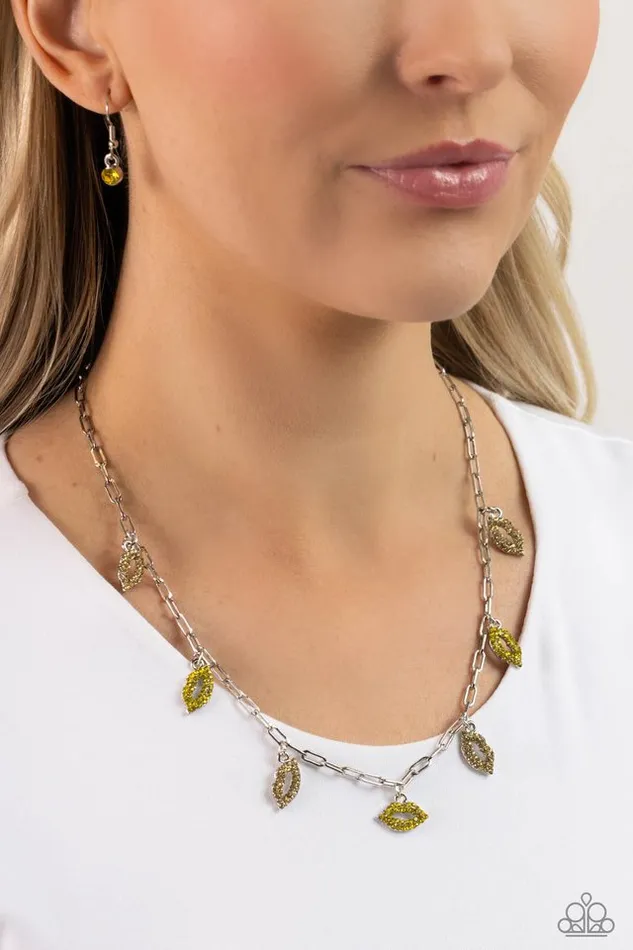 Paparazzi Jewelry Necklaces Paparazzi Necklace KISS the Mark Yellow