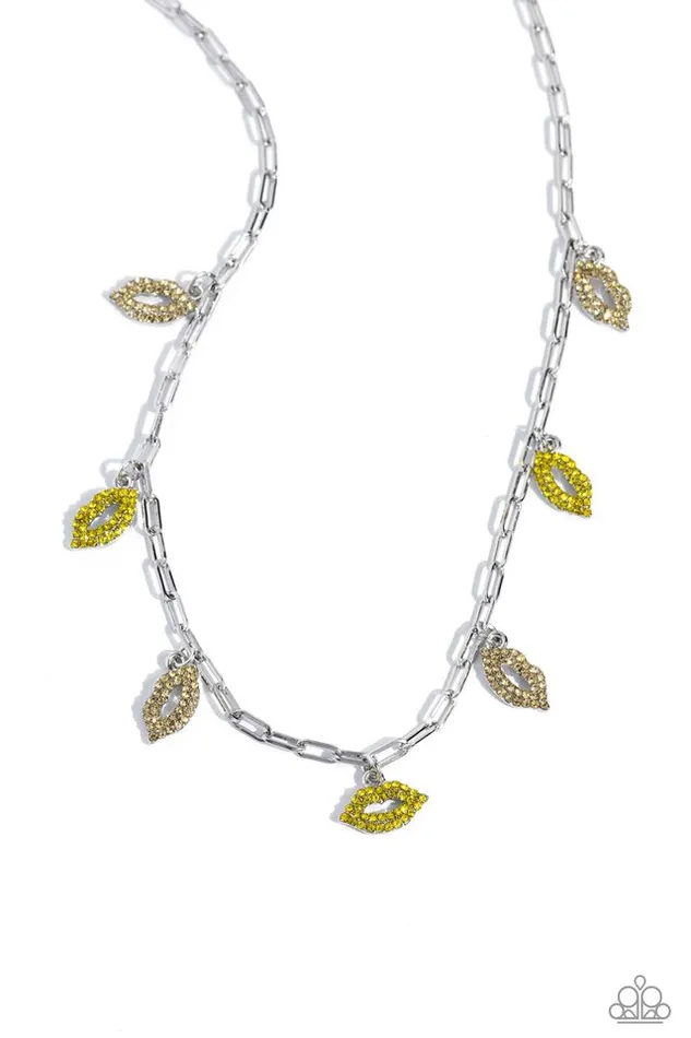 Paparazzi Jewelry Necklaces Paparazzi Necklace KISS the Mark Yellow Paparazzi Jewelry Necklaces Paparazzi Necklace KISS the Mark Yellow