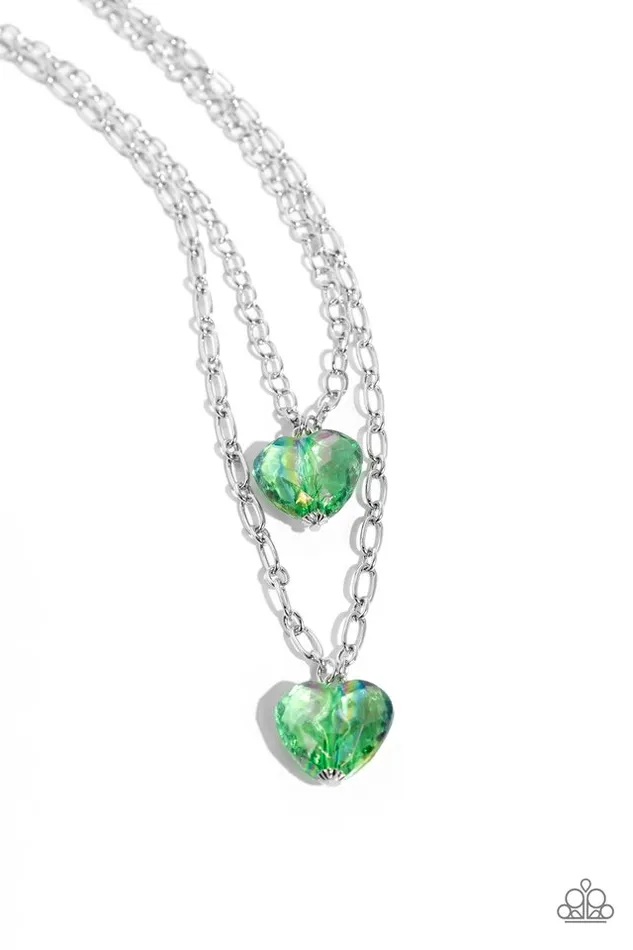 Paparazzi Jewelry Necklaces Paparazzi Necklace Layered Love Green Paparazzi Jewelry Necklaces Paparazzi Necklace Layered Love Green